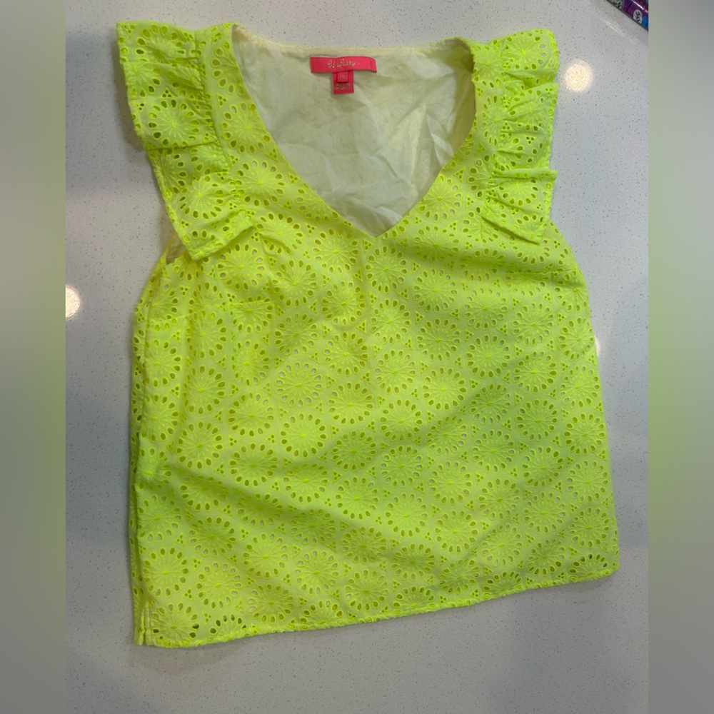 Lilly Pulitzer Neon Yellow Eyelet sleeveless shirt